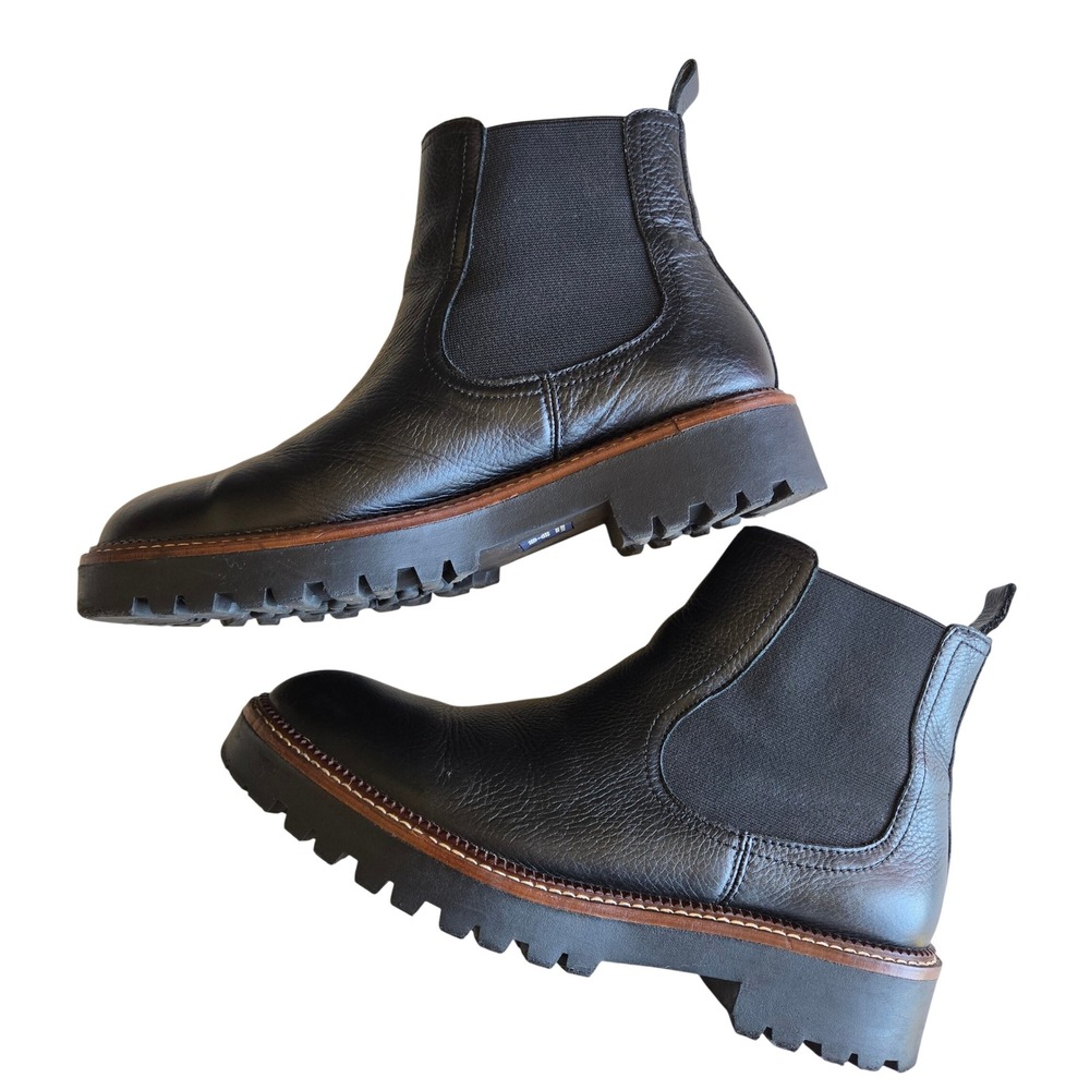 Caslon Miller Leather Lug Sole Chelsea Boots Sz 10 Minimalist Water Resistant